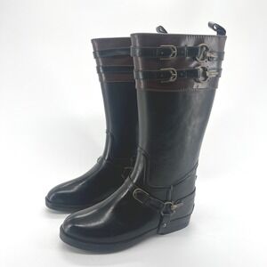 Chooka Signature Black Riding Preakness Boots Tall Rubber Buckles Womens Size 6